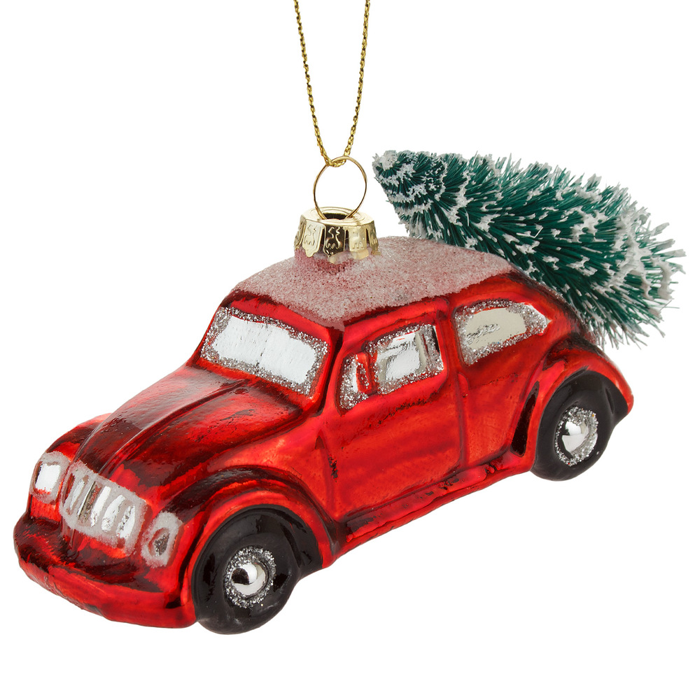 Glass christmas Car, Red